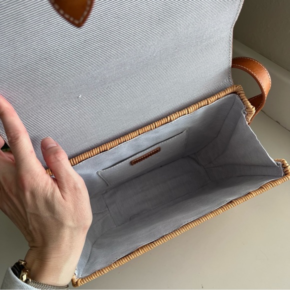 J. McLaughlin Bernice Leather/Wicker Saddle Crossbody - Picture 6 of 13